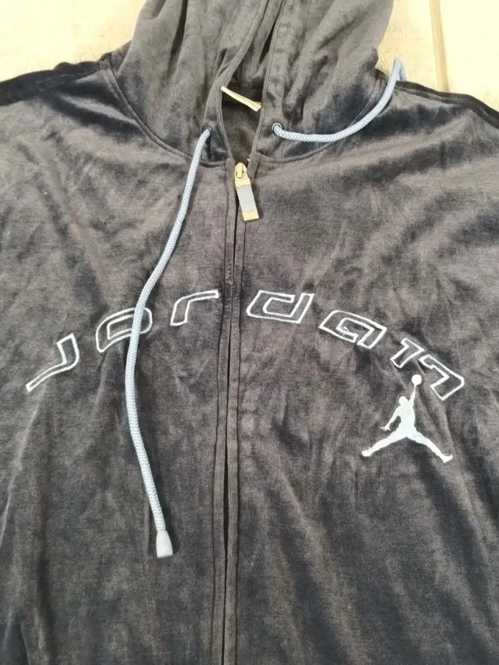 Nike Air Jordan VTG XXL Full Zipper Hoodie Blue Soft w/Front Pockets